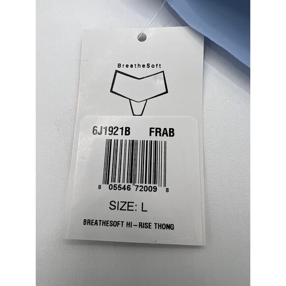 HANKY PANKY SIZE LARGE BREATHE SOFT HIGH RISE THONG FRESH AIR BLUE NWT - Picture 7 of 10